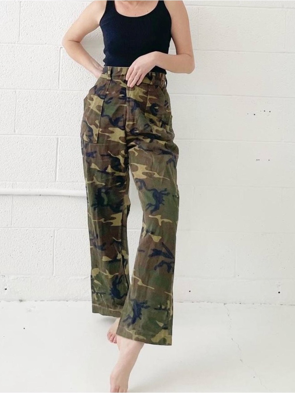 Vintage Camo Cargo Pants in Olive & Brown